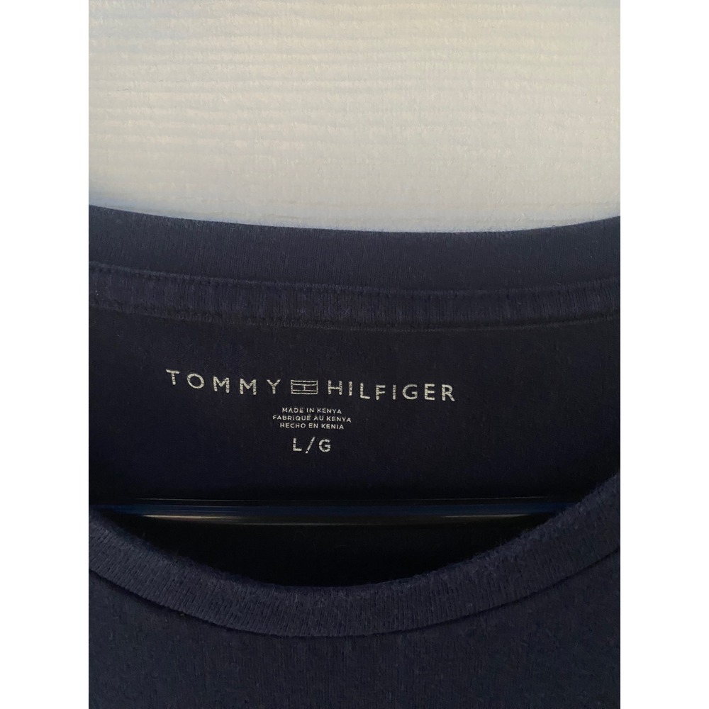 Tommy Hilfiger Navy Blue T-Shirt Cotton Blend Casual Tee Short Sleeve Mens L EUC - Picture 5 of 5